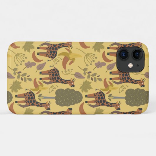 Giraffe naadloze gele ondergrond patroon Case-Mate iPhone case (Achterkant (horizontaal))