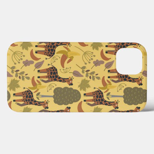 Giraffe naadloze gele ondergrond patroon Case-Mate iPhone case (Achterkant (horizontaal))