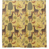 Giraffe naadloze gele ondergrond patroon douchegordijn (Voorkant)