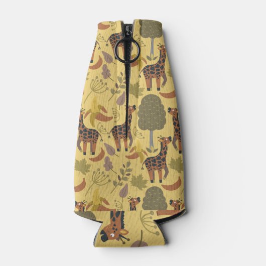 Giraffe naadloze gele ondergrond patroon flesjeskoeler (Achterkant)