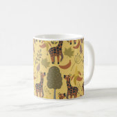 Giraffe naadloze gele ondergrond patroon koffiemok (Voorkant rechts)