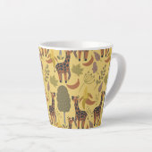 Giraffe naadloze gele ondergrond patroon latte mok (Rechterhoek)