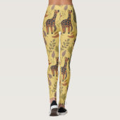 Giraffe naadloze gele ondergrond patroon leggings (Achterkant)