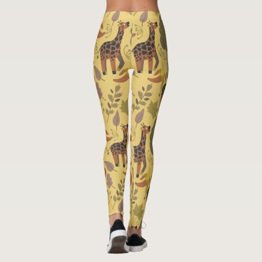 Giraffe naadloze gele ondergrond patroon leggings (Achterkant)