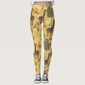 Giraffe naadloze gele ondergrond patroon leggings (Voorkant)