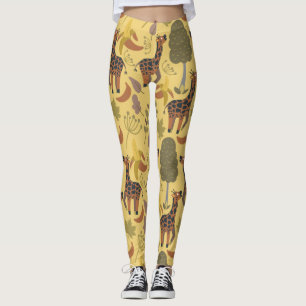 Giraffe naadloze gele ondergrond patroon leggings