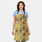 Giraffe naadloze gele ondergrond patroon schort (Gedragen)