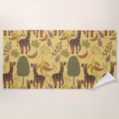 Giraffe naadloze gele ondergrond patroon strandlaken (Voorkant)