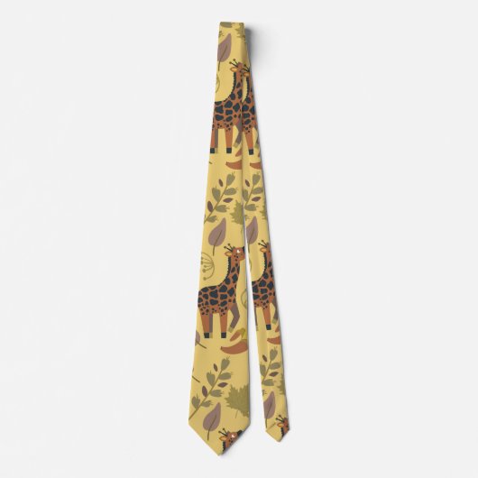 Giraffe naadloze gele ondergrond patroon stropdas (Voorkant)