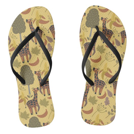 Giraffe naadloze gele ondergrond patroon teenslippers (Voetbed)