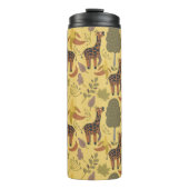 Giraffe naadloze gele ondergrond patroon thermosbeker (Voorkant)