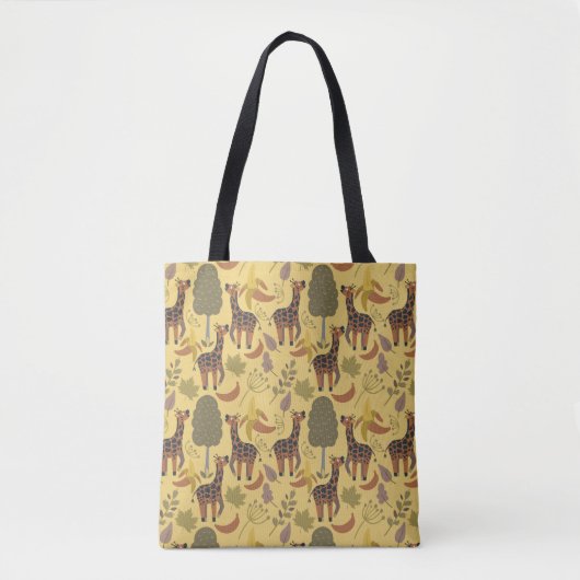Giraffe naadloze gele ondergrond patroon tote bag (Voorkant)