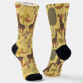 Giraffe naadloze gele ondergrondse ondergrondse om sokken (Gebogen)