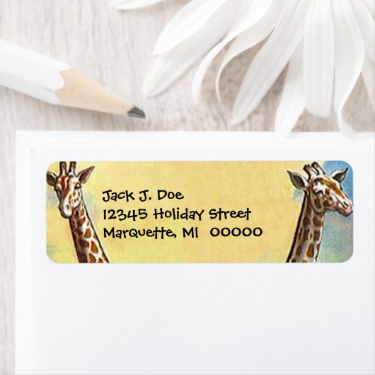 Giraffe Necks Safari Reizen Retouradres Label (Insitu)