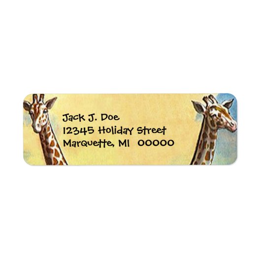 Giraffe Necks Safari Reizen Retouradres Label (Voorkant)
