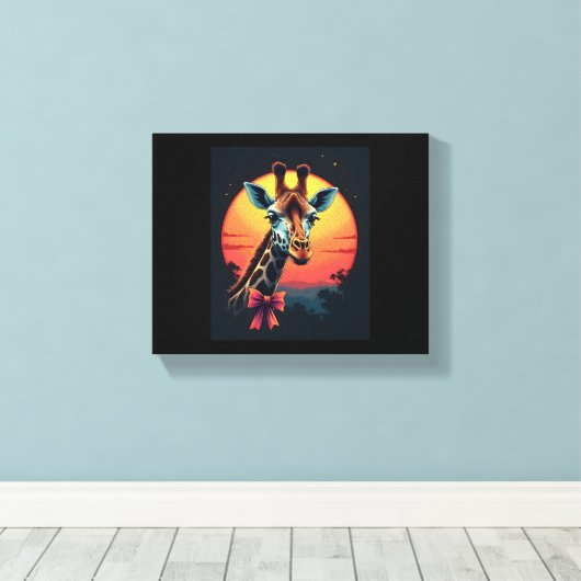 Giraffe nek als een rollercoaster Run Funny Retro Canvas Afdruk (Insitu (Houten vloer))