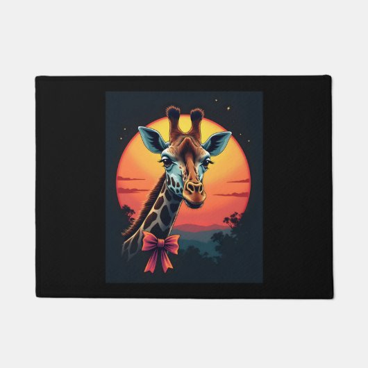 Giraffe nek als een rollercoaster Run Funny Retro Deurmat (Voorkant)