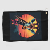 Giraffe nek als een rollercoaster Run Funny Retro Golfhanddoek (Horizontaal)