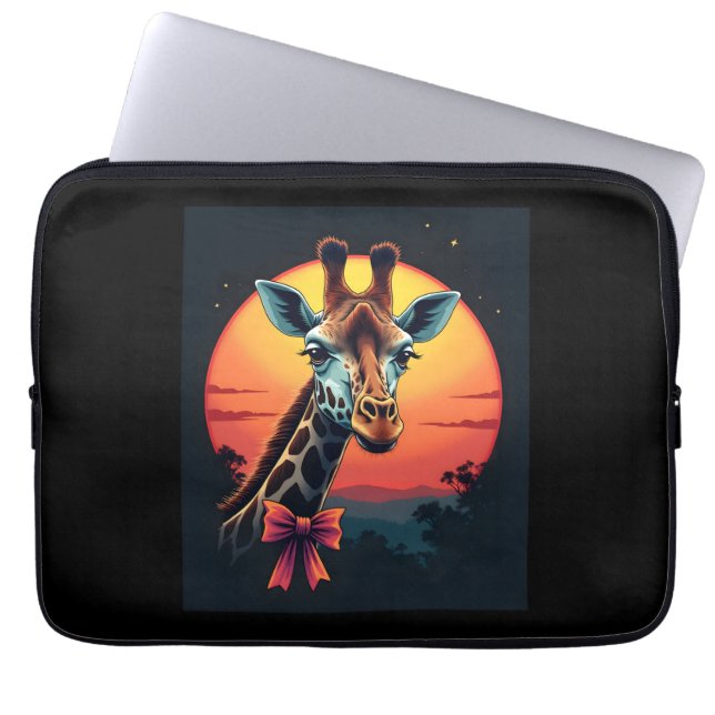 Giraffe nek als een rollercoaster Run Funny Retro Laptop Sleeve (Voorkant)