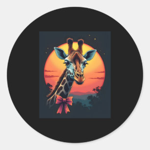 Giraffe nek als een rollercoaster Run Funny Retro Ronde Sticker