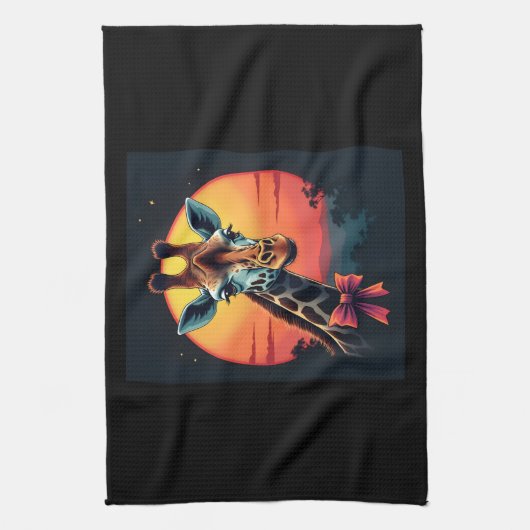 Giraffe nek als een rollercoaster Run Funny Retro Theedoek (Verticaal)