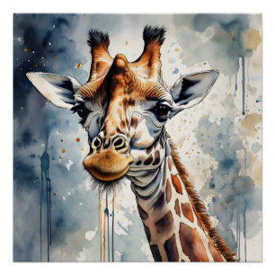 Giraffe nr. 1 Glanzend Poster