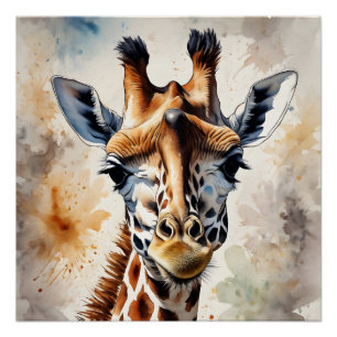 Giraffe nr. 5 Glanzend Poster