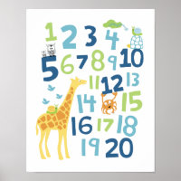 Giraffe nummer kinderkamer muur kunst print