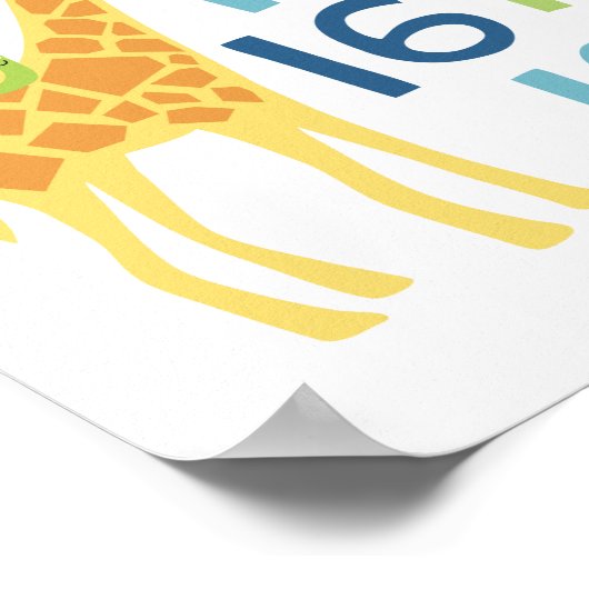 Giraffe nummer kleutermuurafdrukken poster (Hoek)