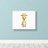 Giraffe Nurse Cartoon – Whimsical Healthcare Hero Canvas Afdruk (Insitu (Houten vloer))