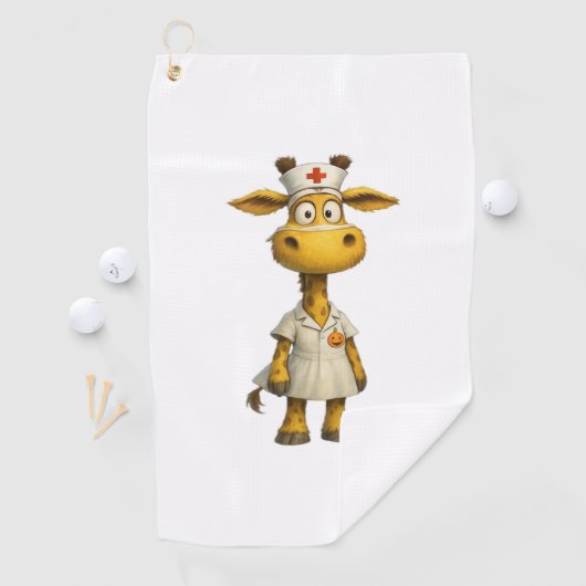 Giraffe Nurse Cartoon – Whimsical Healthcare Hero Golfhanddoek (Insitu)