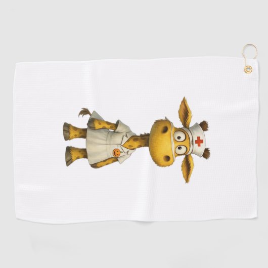 Giraffe Nurse Cartoon – Whimsical Healthcare Hero Golfhanddoek (Horizontaal)