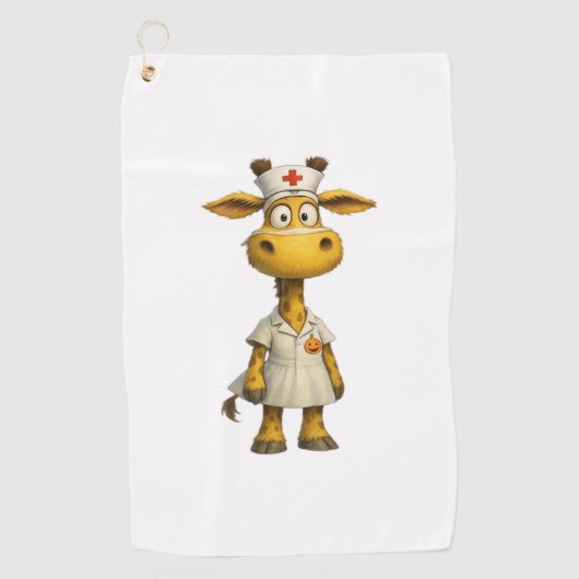 Giraffe Nurse Cartoon – Whimsical Healthcare Hero Golfhanddoek (Voorkant)