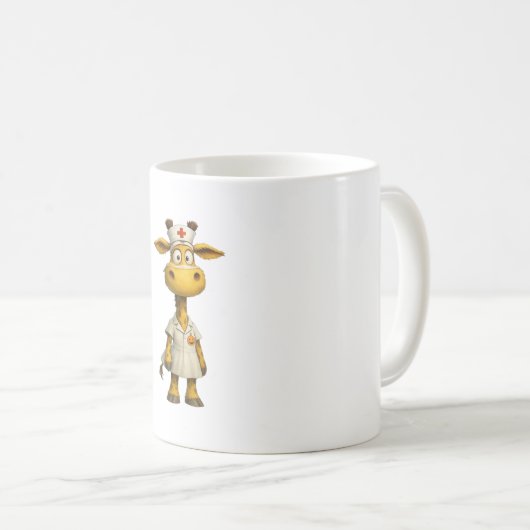Giraffe Nurse Cartoon – Whimsical Healthcare Hero Koffiemok (Voorkant rechts)