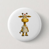 Giraffe Nurse Cartoon – Whimsical Healthcare Hero Ronde Button 5,7 Cm (Voorkant)