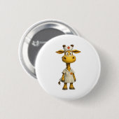 Giraffe Nurse Cartoon – Whimsical Healthcare Hero Ronde Button 5,7 Cm (Voorkant /achterkant)