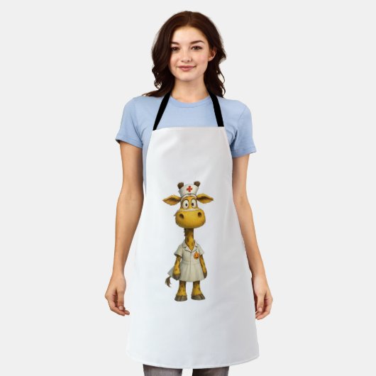 Giraffe Nurse Cartoon – Whimsical Healthcare Hero Schort (Gedragen)