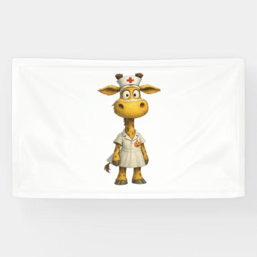 Giraffe Nurse Cartoon – Whimsical Healthcare Hero Spandoek (Horizontaal)