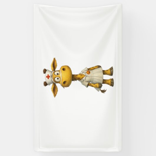 Giraffe Nurse Cartoon – Whimsical Healthcare Hero Spandoek (Verticaal)