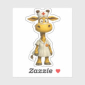 Giraffe Nurse Cartoon – Whimsical Healthcare Hero Sticker (Vel)