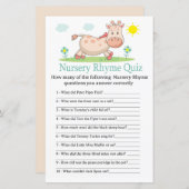 Giraffe Nursery Rhyme Quiz baby shower game (Voorkant / Achterkant)