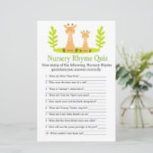 Giraffe Nursery Rhyme Quiz baby shower game (Staand voorkant)