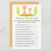 Giraffe Nursery Rhyme Quiz baby shower game (Voorkant / Achterkant)