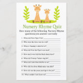 Giraffe Nursery Rhyme Quiz baby shower game (Voorkant)