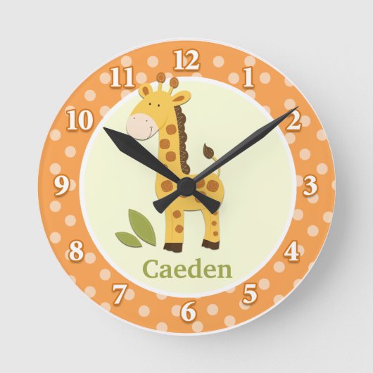 Giraffe Oerwoud Adventure (Oranje) wandklok (Voorkant)