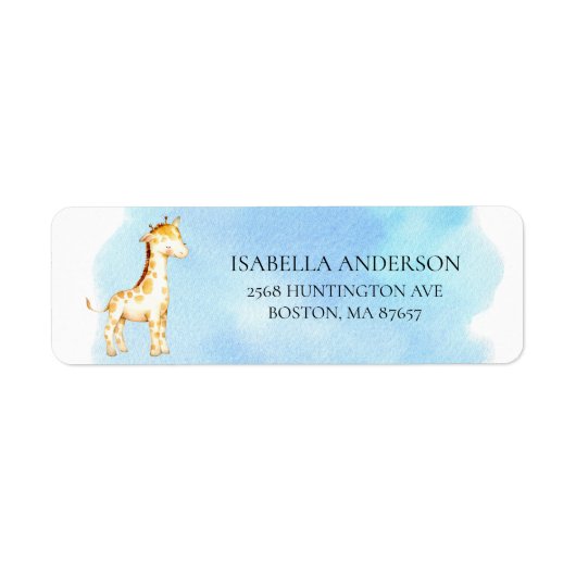Giraffe Oerwoud Baby shower Adres label (Voorkant)