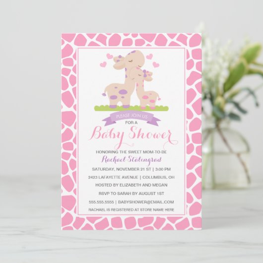 Giraffe Oerwoud Baby shower Kaart (Staand voorkant)