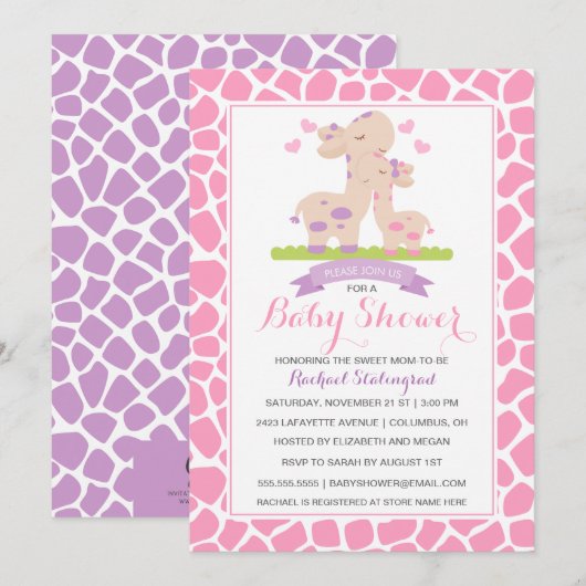 Giraffe Oerwoud Baby shower Kaart (Voorkant / Achterkant)