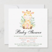 Giraffe Oerwoud Baby shower Uitnodigen