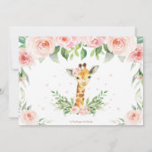 Giraffe Oerwoud Blush Floral 1e verjaardag Foto  Bedankkaart (Achterkant)